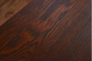 レトロ家具　昭和レトロ　ナラ材・ブナ材　味わいのある木味が魅力の薄型の平机(コンソールテーブル、サイドテーブル)(1)