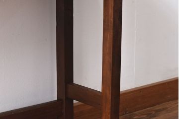 レトロ家具　昭和レトロ　ナラ材・ブナ材　味わいのある木味が魅力の薄型の平机(コンソールテーブル、サイドテーブル)(1)