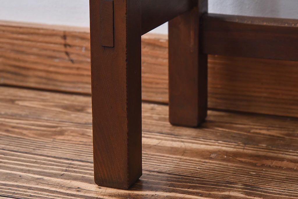 レトロ家具　昭和レトロ　ナラ材・ブナ材　味わいのある木味が魅力の薄型の平机(コンソールテーブル、サイドテーブル)(1)