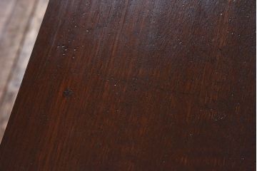 レトロ家具　昭和レトロ　ナラ材・ブナ材　味わいのある木味が魅力の薄型の平机(コンソールテーブル、サイドテーブル)(2)