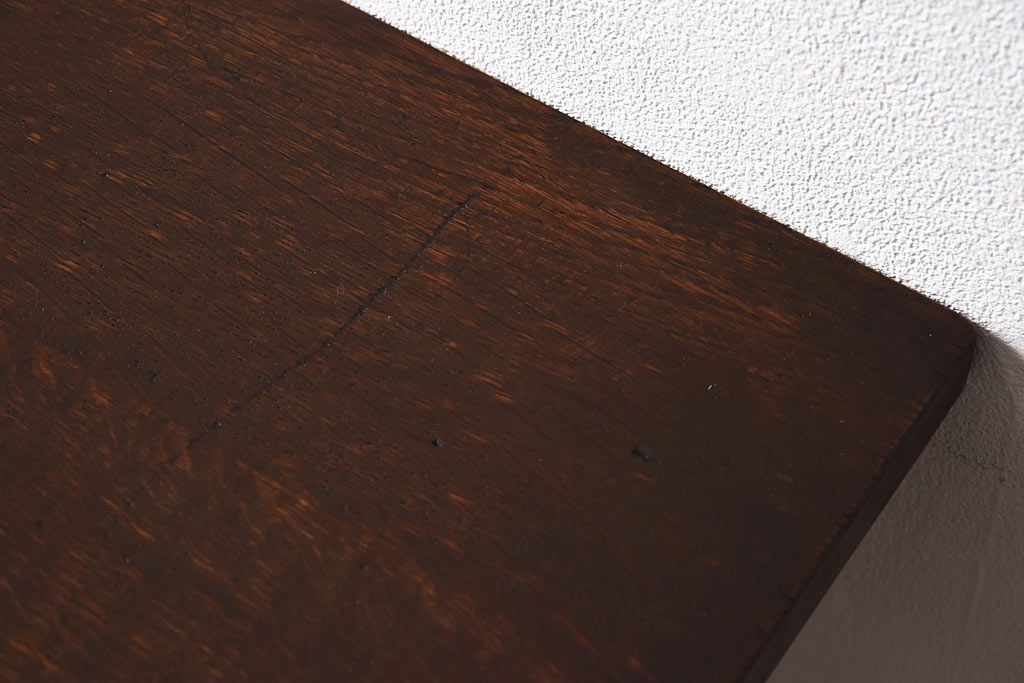 レトロ家具　昭和レトロ　ナラ材・ブナ材　味わいのある木味が魅力の薄型の平机(コンソールテーブル、サイドテーブル)(2)