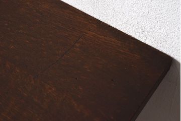 レトロ家具　昭和レトロ　ナラ材・ブナ材　味わいのある木味が魅力の薄型の平机(コンソールテーブル、サイドテーブル)(2)