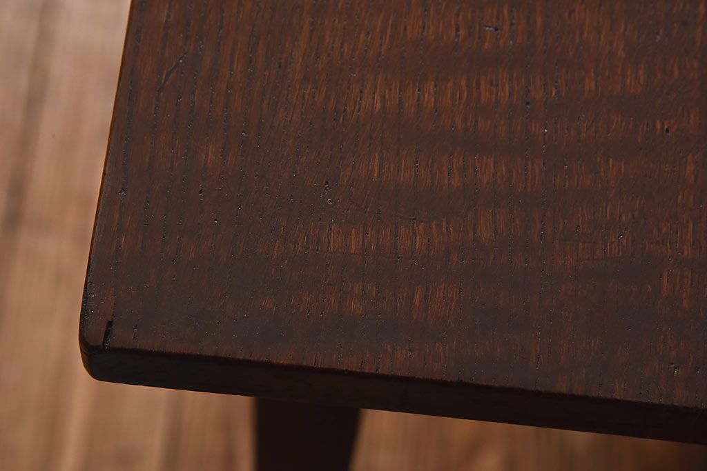 レトロ家具　昭和レトロ　ナラ材・ブナ材　味わいのある木味が魅力の薄型の平机(コンソールテーブル、サイドテーブル)(2)