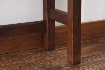 レトロ家具　昭和レトロ　ナラ材・ブナ材　味わいのある木味が魅力の薄型の平机(コンソールテーブル、サイドテーブル)(2)