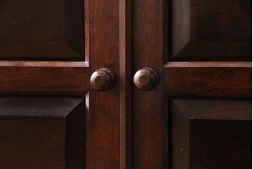 中古　松本民芸家具　G-1型　面取りカップボード(食器棚、本棚)(定価約41万4千円)