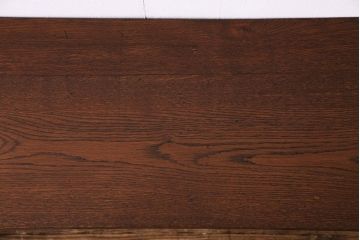 レトロ家具　昭和レトロ　ナラ材・ブナ材　味わいのある木味が魅力の薄型の平机(コンソールテーブル、サイドテーブル)(3)