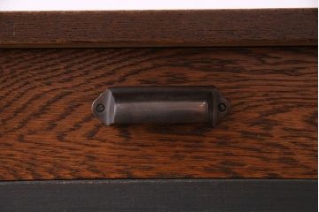 レトロ家具　昭和レトロ　ナラ材・ブナ材　味わいのある木味が魅力の薄型の平机(コンソールテーブル、サイドテーブル)(3)