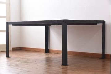 アンティーク家具　昭和中期　インダストリアルな鉄脚ダイニングテーブル(作業台)