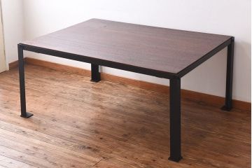アンティーク家具　昭和中期　インダストリアルな鉄脚ダイニングテーブル(作業台)