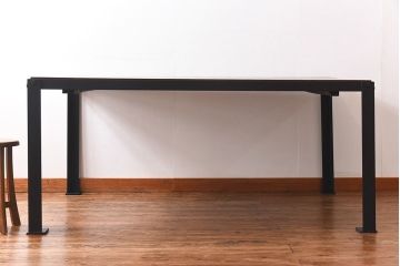 アンティーク家具　昭和中期　インダストリアルな鉄脚ダイニングテーブル(作業台)