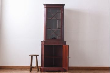 ヴィンテージ家具　イギリスビンテージ　マホガニー材　コーナーラック(飾り棚、戸棚)