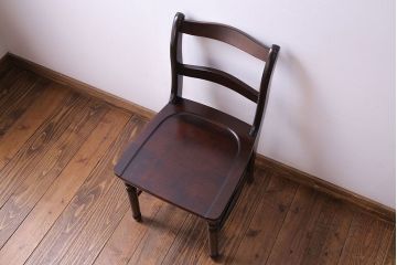 中古美品　北海道民芸家具　HM686 シンプルな小振りのチェア(ダイニングチェア、椅子、板座チェア)(定価約6万円)