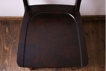 中古美品　北海道民芸家具　HM686 シンプルな小振りのチェア(ダイニングチェア、椅子、板座チェア)(定価約6万円)