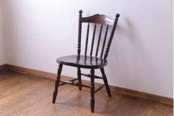 中古美品　北海道民芸家具　HM626　樺材　華やかな印象のダイニングチェア(椅子、ウィンザーチェア、ワークチェア、ウインザーチェア)(定価約7万円)(2)