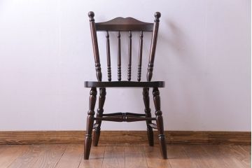 中古美品　北海道民芸家具　HM626　樺材　華やかな印象のダイニングチェア(椅子、ウィンザーチェア、ワークチェア、ウインザーチェア)(定価約7万円)(2)