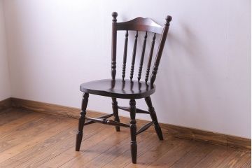 中古美品　北海道民芸家具　HM626　樺材　華やかな印象のダイニングチェア(椅子、ウィンザーチェア、ワークチェア、ウインザーチェア)(定価約7万円)(3)