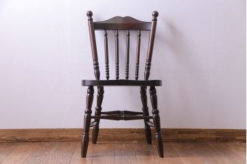 中古美品　北海道民芸家具　HM626　樺材　華やかな印象のダイニングチェア(椅子、ウィンザーチェア、ワークチェア、ウインザーチェア)(定価約7万円)(3)