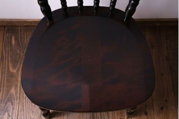 中古美品　北海道民芸家具　HM626　樺材　華やかな印象のダイニングチェア(椅子、ウィンザーチェア、ワークチェア、ウインザーチェア)(定価約7万円)(3)