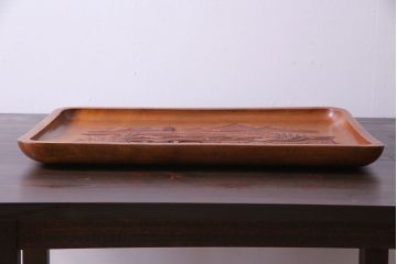 アンティーク雑貨　香山刀　宮島風景図　厳島神社　くりぬき盆(飾盆)