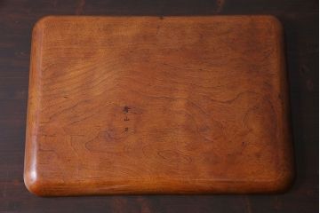 アンティーク雑貨　香山刀　宮島風景図　厳島神社　くりぬき盆(飾盆)