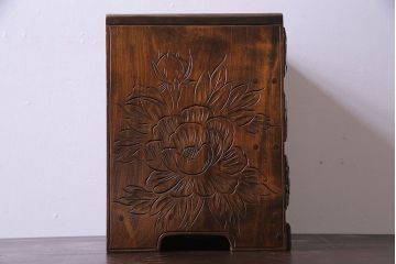 ヴィンテージ家具　ビンテージ　伝統工芸 軽井沢彫りの小引き出し