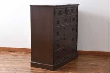 ビンテージ　神戸洋家具老舗たかねや製　上品な雰囲気漂うオーク材のチェスト(引き出し)(永田良介)