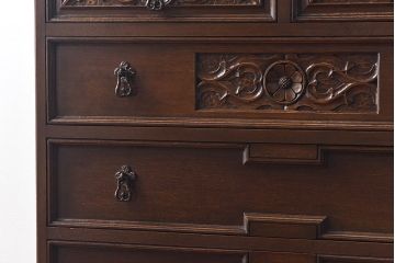 ビンテージ　神戸洋家具老舗たかねや製　上品な雰囲気漂うオーク材のチェスト(引き出し)(永田良介)