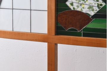 アンティーク雑貨　鮮やかなステンドグラスが魅力の特注品パーテーション(衝立て)(定価約45万円)