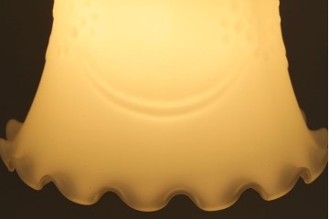 昭和レトロ　薔薇のモチーフが上品なフリルシェード(吊り下げ照明、ペンダントライト、電笠、天井照明)(R-028605)