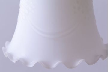 昭和レトロ　薔薇のモチーフが上品なフリルシェード(吊り下げ照明、ペンダントライト、電笠、天井照明)(R-028605)