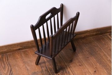 アンティーク雑貨 中古 松本民芸家具 木製 品の良いシンプルなA型マガジンラック(本立て)