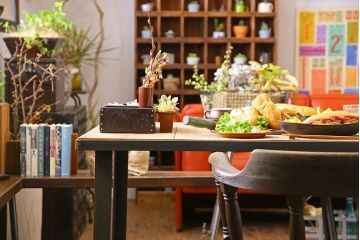 ラフジュ工房オリジナル　天板無塗装のダイニングテーブル(作業台、鉄脚テーブル、4人掛け)(R-028611)