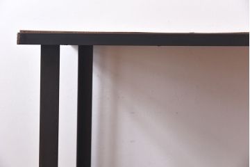 ラフジュ工房オリジナル　天板無塗装のダイニングテーブル(作業台、鉄脚テーブル、4人掛け)(R-028611)