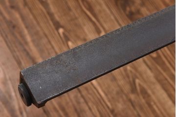 ラフジュ工房オリジナル　天板無塗装のダイニングテーブル(作業台、鉄脚テーブル、4人掛け)(R-028611)