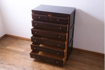 中古　松本民芸家具　D型整理タンスI　シンプルながら上品な雰囲気漂うチェスト(箪笥)(定価約28万円)