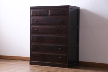 中古　松本民芸家具　D型整理タンスI　シンプルながら上品な雰囲気漂うチェスト(箪笥)(定価約28万円)