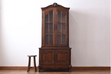 【S様ご成約済み】フランスビンテージ　オーク材　優雅な雰囲気漂う小振りなキャビネット(飾り棚、収納棚、本箱)