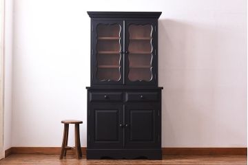 ビンテージ　松本民芸家具　スタイリッシュなリペイントカップボード(食器棚、収納棚)