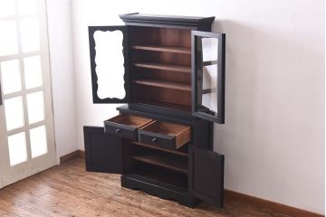 ビンテージ　松本民芸家具　スタイリッシュなリペイントカップボード(食器棚、収納棚)