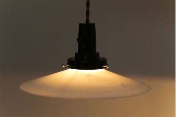 昭和期　懐かしい雰囲気漂うシンプルな平笠シェード(電笠、吊り下げ照明、ペンダントライト)