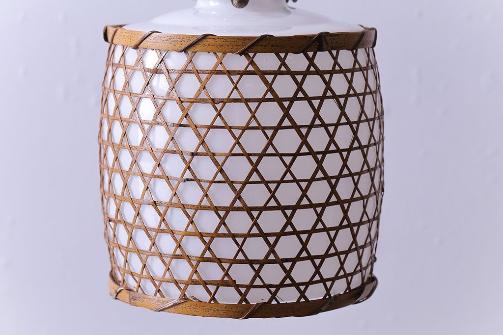 昭和レトロ　和の雰囲気が高まる籠モチーフのペンダントライト(シェード、吊り下げ照明、天井照明)