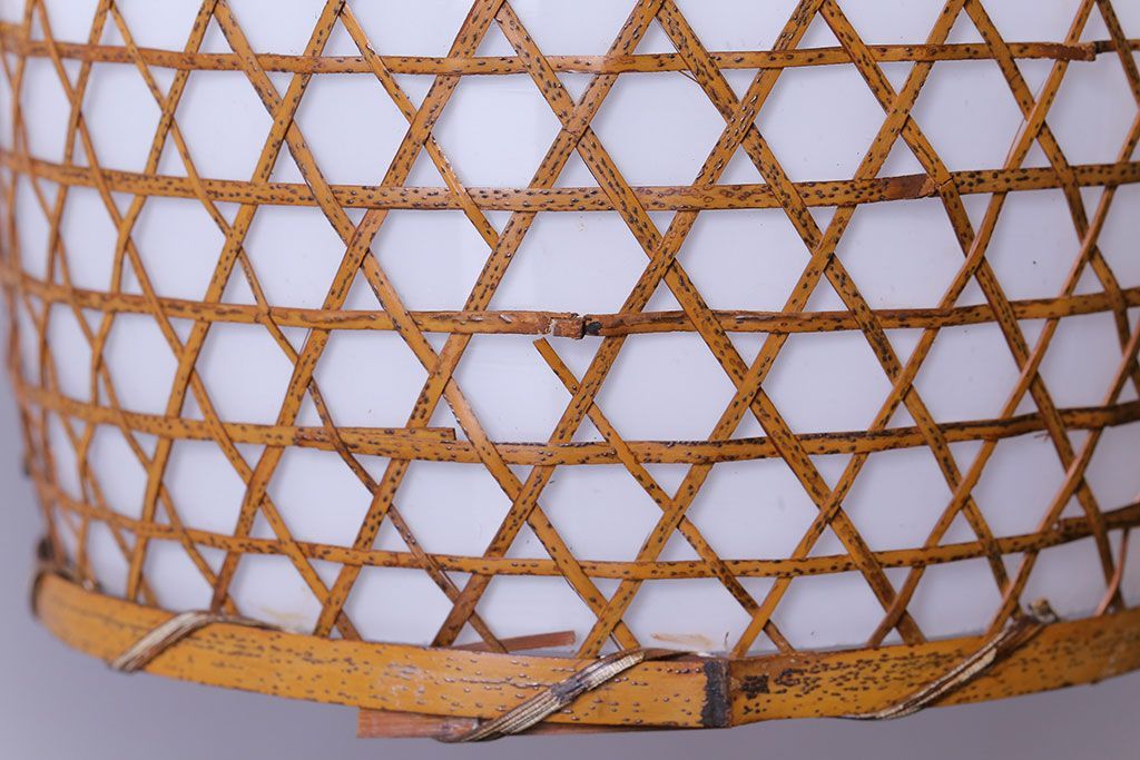 昭和レトロ　和の雰囲気が高まる籠モチーフのペンダントライト(シェード、吊り下げ照明、天井照明)