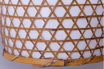 昭和レトロ　和の雰囲気が高まる籠モチーフのペンダントライト(シェード、吊り下げ照明、天井照明)