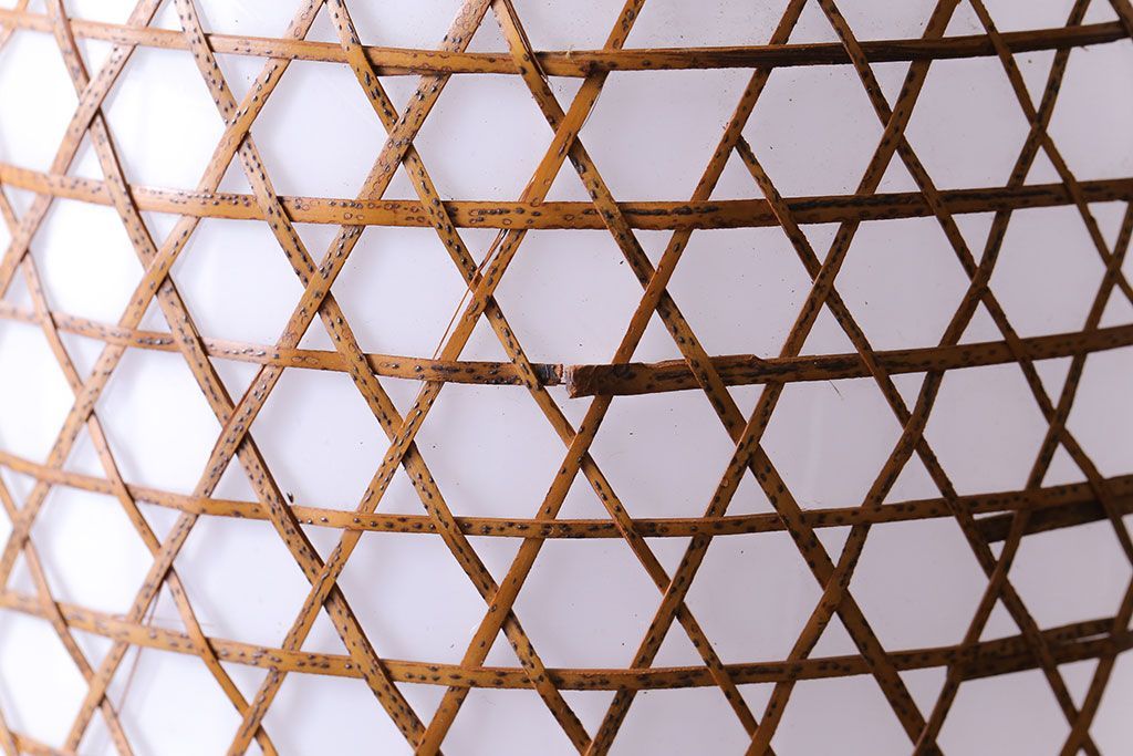 昭和レトロ　和の雰囲気が高まる籠モチーフのペンダントライト(シェード、吊り下げ照明、天井照明)