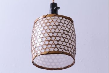 昭和レトロ　和の雰囲気が高まる籠モチーフのペンダントライト(シェード、吊り下げ照明、天井照明)