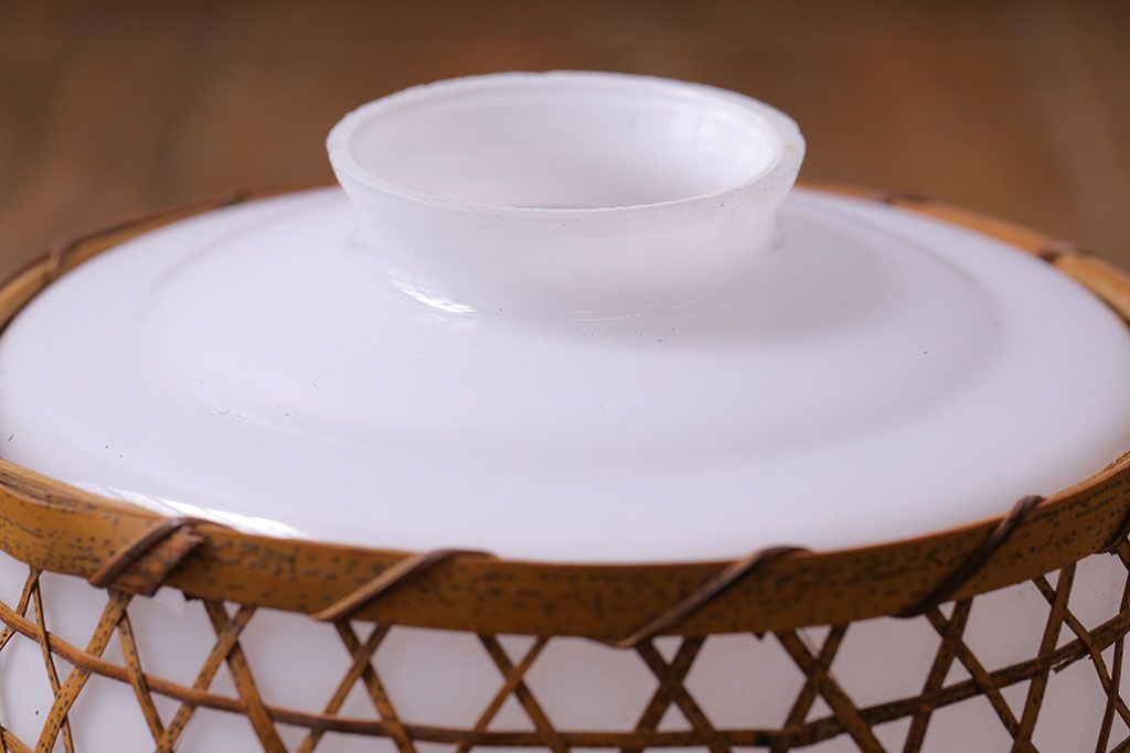 昭和レトロ　和の雰囲気が高まる籠モチーフのペンダントライト(シェード、吊り下げ照明、天井照明)