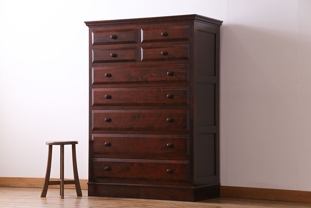 民芸家具　樺材　しっかり収納できるシンプルな衣装箪笥(整理箪笥、チェスト)