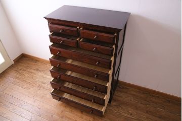 民芸家具　樺材　しっかり収納できるシンプルな衣装箪笥(整理箪笥、チェスト)