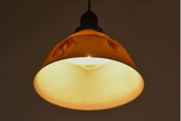 オールドノリタケ(則武、日本陶器)　味わいのある柿の図の電灯笠(シェード、ペンダントライト、吊り下げ照明)