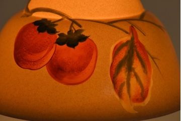 オールドノリタケ(則武、日本陶器)　味わいのある柿の図の電灯笠(シェード、ペンダントライト、吊り下げ照明)